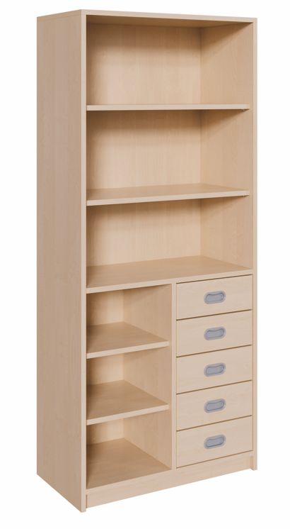 K Kombinationsschrank 180 cm, 5 Schübe re./li./Regal, 2 Breiten